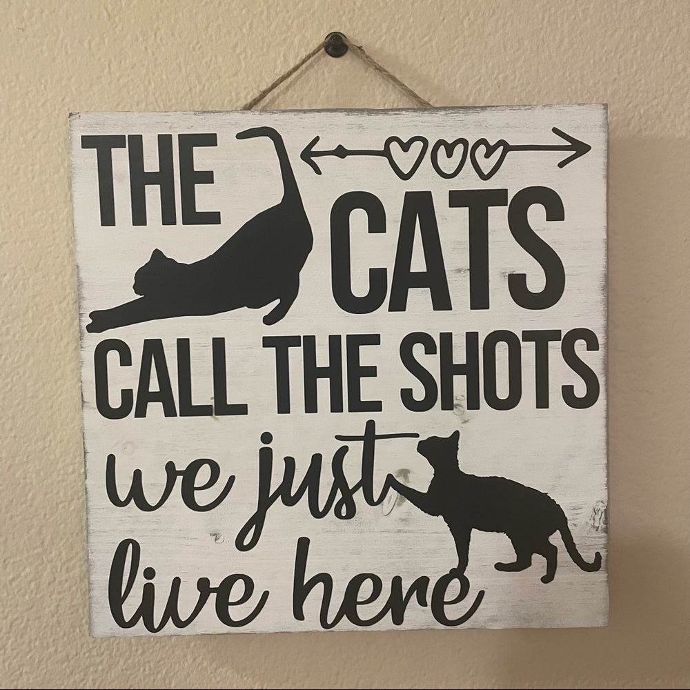 Farmhouse Sign Rustic Cat Lovers Gift White Black